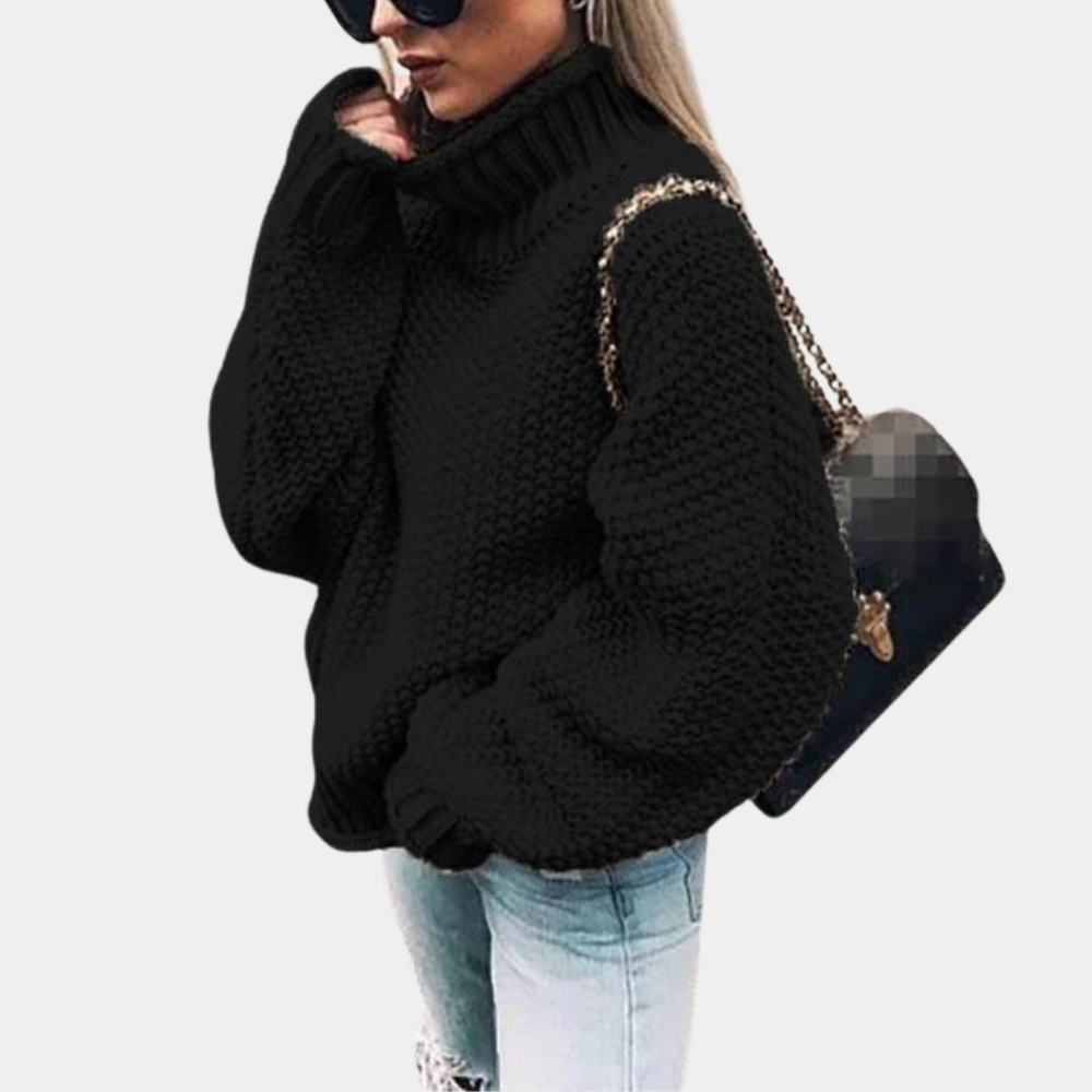Bequemer Rollkragenpullover mit lockerer Passform Winter Damen