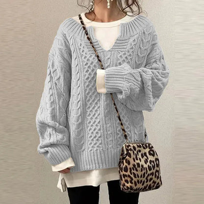 Übergroßer Zopfmuster Strickpullover Ideal Für Gemütliche Winter Damen