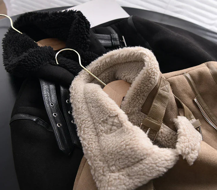 Aviator Jacke Winter Sherpa Gefüttert Stylische Kleidung Damen