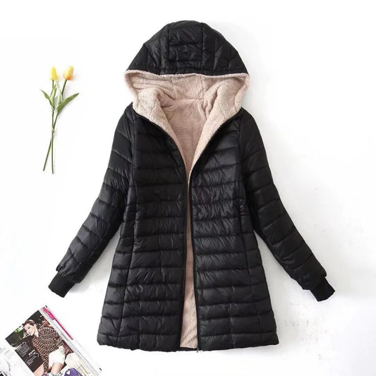 Gesteppt Puffer Mantel Mit Kapuze Für Damen