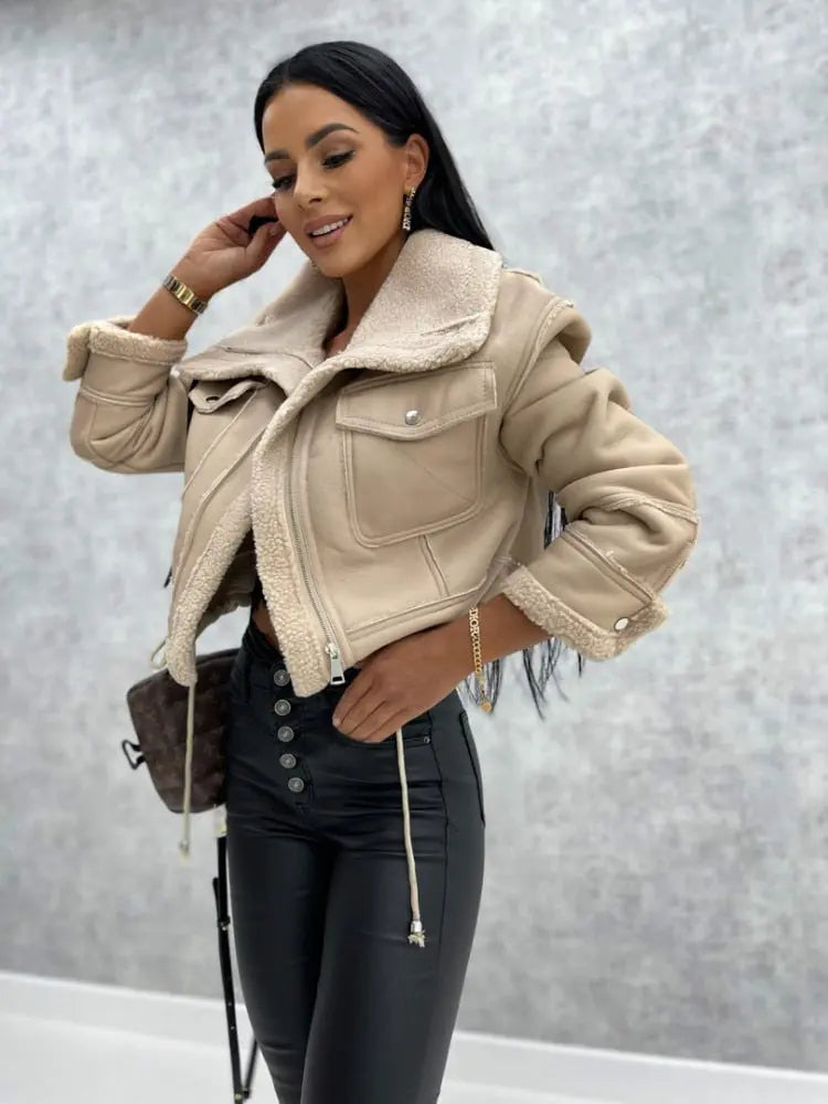 Damen Kurze Strukturierte Jacke