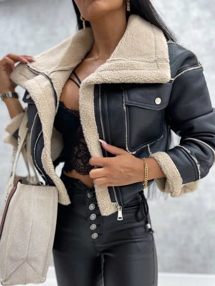 Damen Kurze Strukturierte Jacke