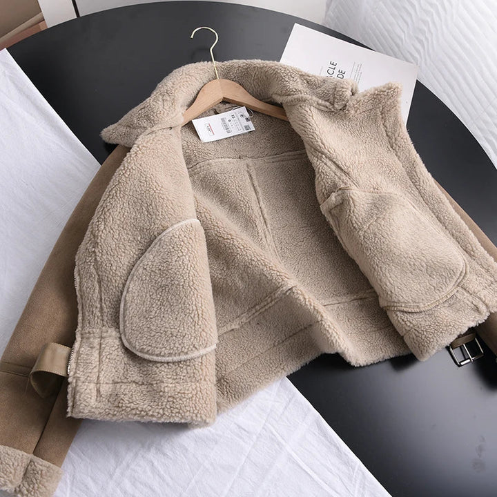 Aviator Jacke Winter Sherpa Gefüttert Stylische Kleidung Damen