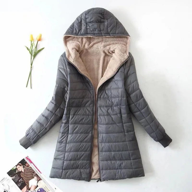 Gesteppt Puffer Mantel Mit Kapuze Für Damen
