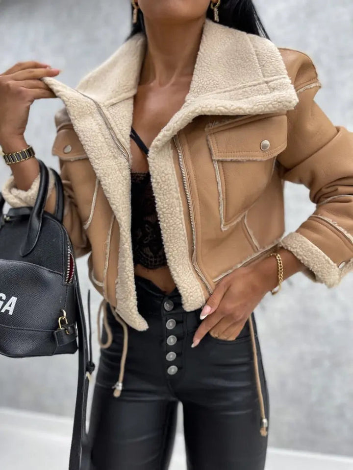 Damen Kurze Strukturierte Jacke