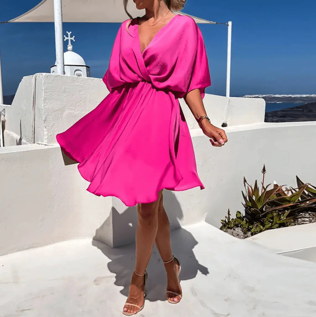 Lockeres Kurzarm Kleid Fließend und Kurz für Damen