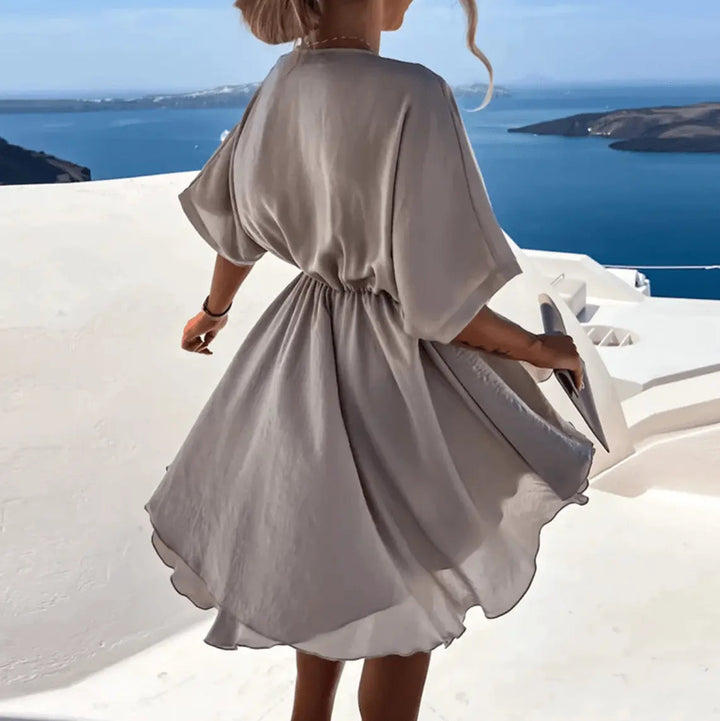 Lockeres Kurzarm Kleid Fließend und Kurz für Damen