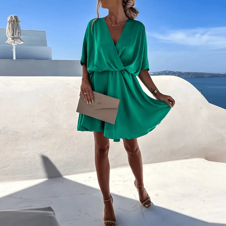 Lockeres Kurzarm Kleid Fließend und Kurz für Damen