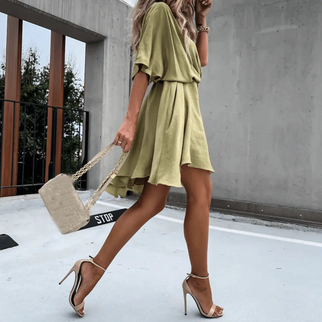 Lockeres Kurzarm Kleid Fließend und Kurz für Damen