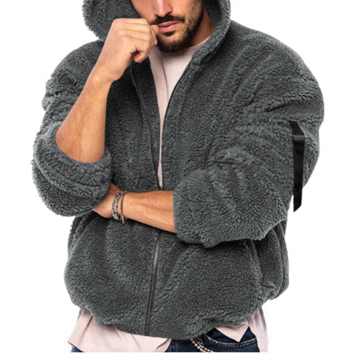 Fleece Zip Hoodie mit Lockerer Passform für Herren Winter
