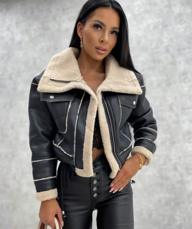 Damen Kurze Strukturierte Jacke