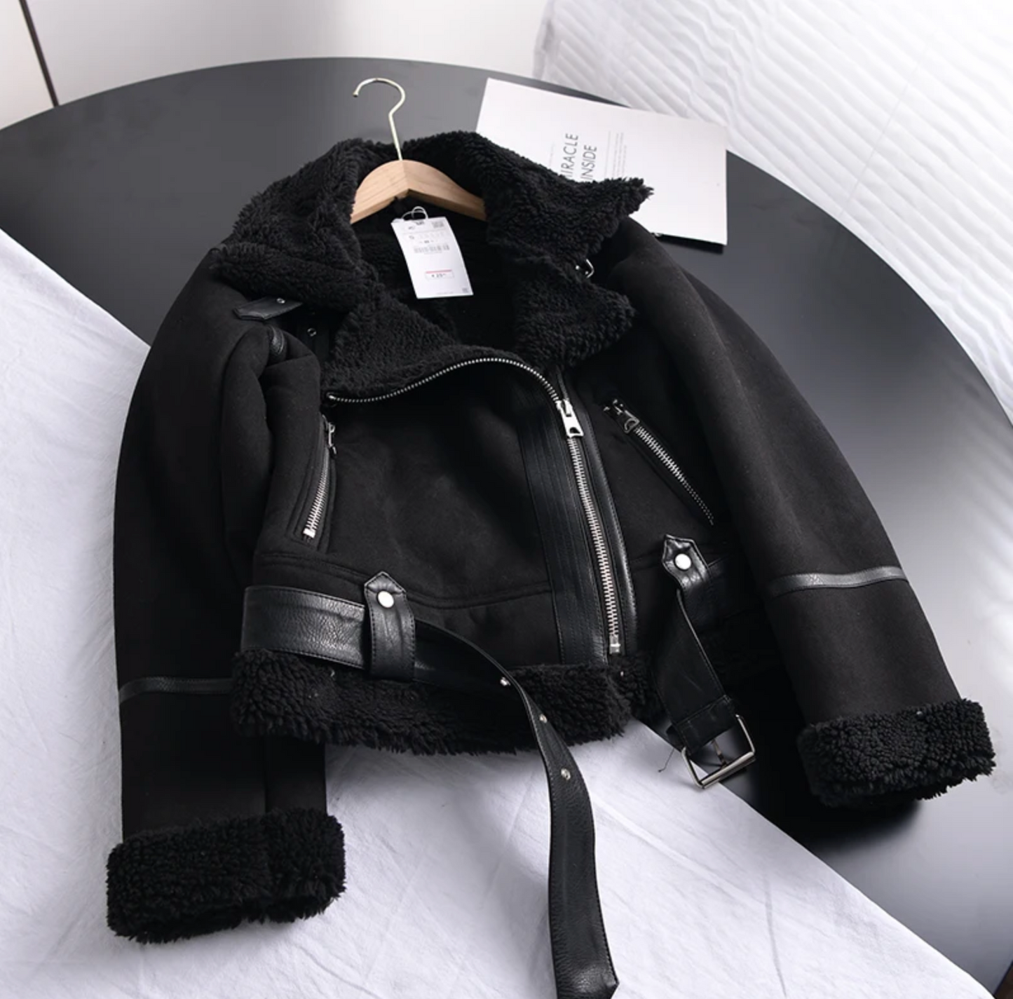 Aviator Jacke Winter Sherpa Gefüttert Stylische Kleidung Damen