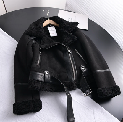 Aviator Jacke Winter Sherpa Gefüttert Stylische Kleidung Damen