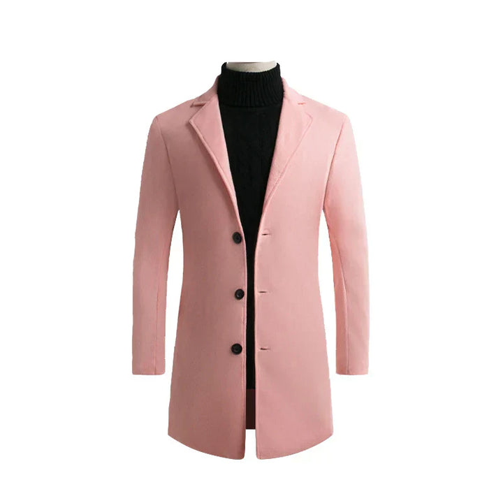 Herren Langer Mantel Mit Knopfverschluss Und Klassischer Passform
