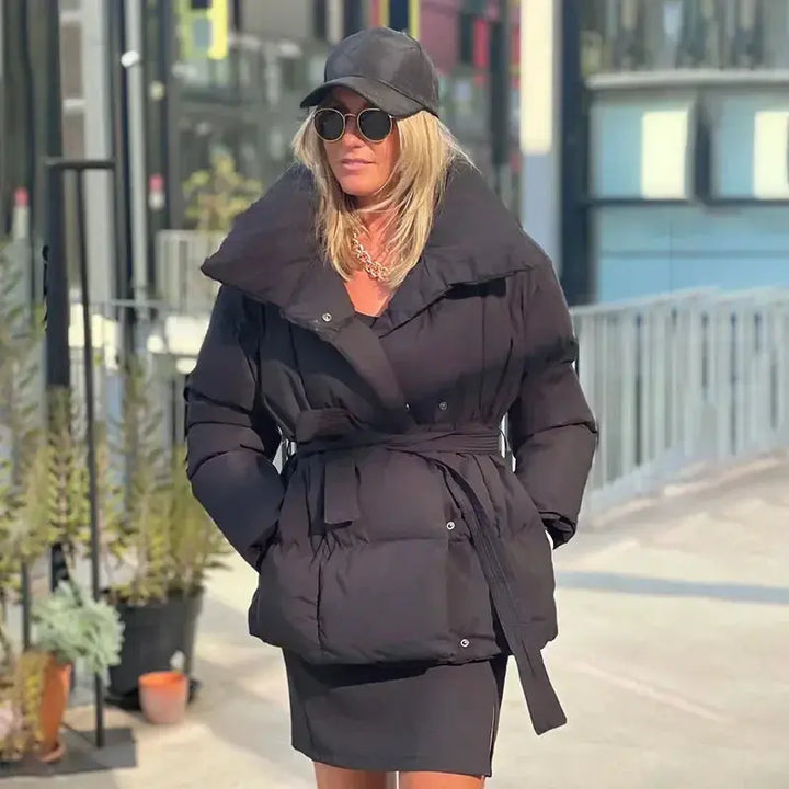 Damen Gesteppte Pufferjacke Mit Gürtel