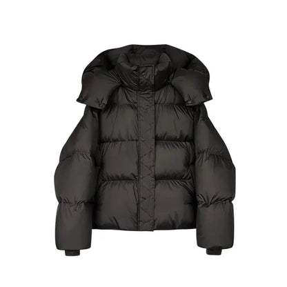 Steppjacke mit Hohem Kragen und Kapuze für Winter Damen