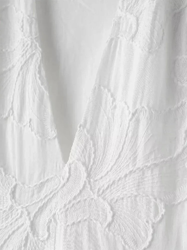 Damen Minikleid Mit Puffärmeln Und V-Ausschnitt