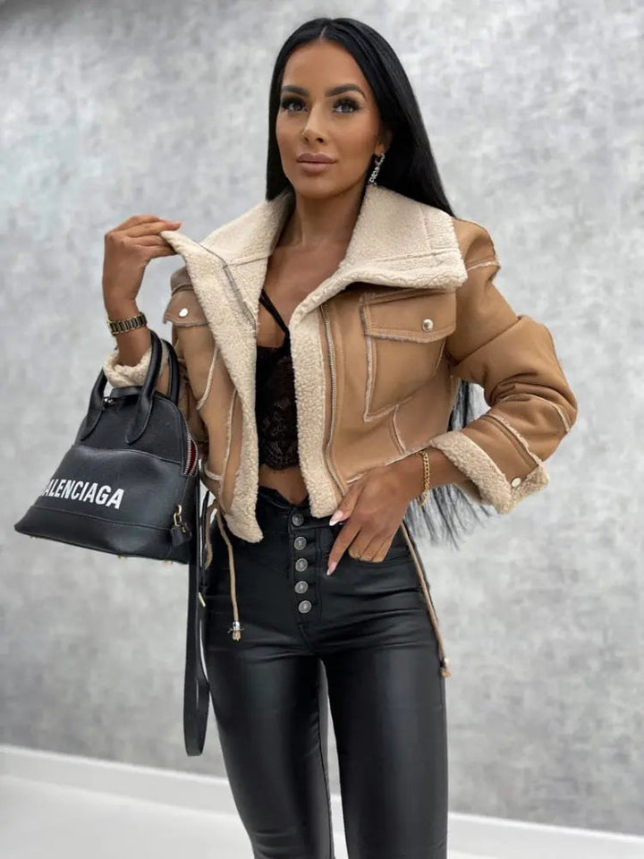 Damen Kurze Strukturierte Jacke