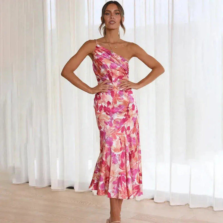 Ein Schulter Kleid mit Drapiertem Schnitt für Damen