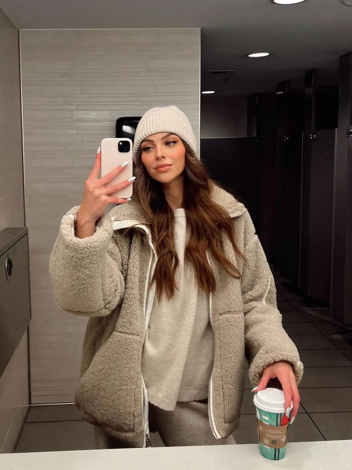 Gemütlicher Warmer Übergroßer Teddymantel Für Damen Winter