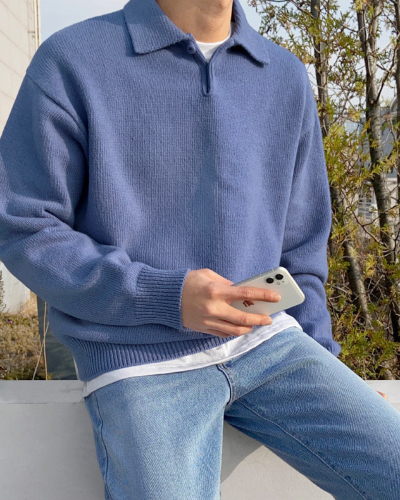 Herren Winter Kalte Jahreszeit Polo Pullover