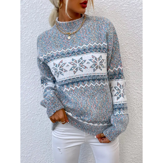 Bequemer Winterpullover mit Schneeflocken Design