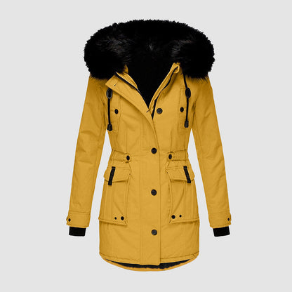 Parka Jacke mit Kapuze und Kunstfell für Winter Damen