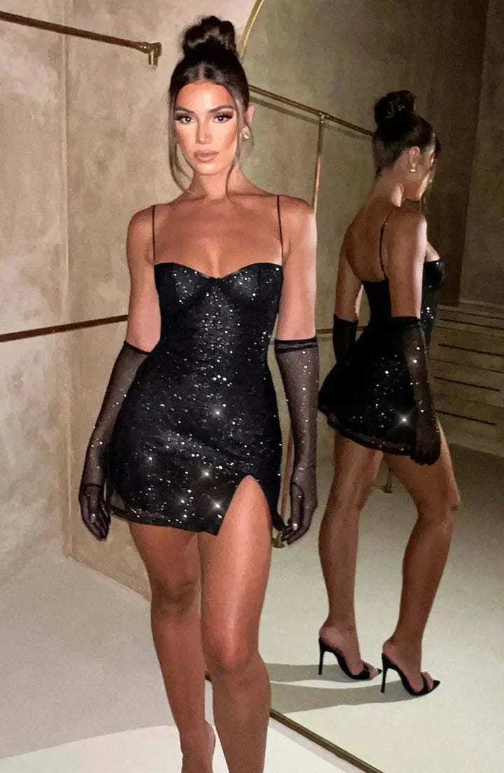 Ärmelloses Rückenfreies Minikleid Mit Figurbetonter Passform Für Damen