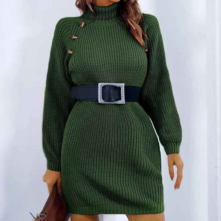 Gestricktes Minikleid mit Hohem Ausschnitt und Lockere Form Für Damen