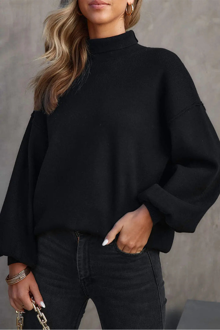 Strickpullover Mit Hohem Kragen Perfekt Für Winter Damen