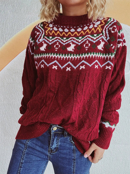 Strickpullover mit Nordischem Muster Perfekt für Winter Damen