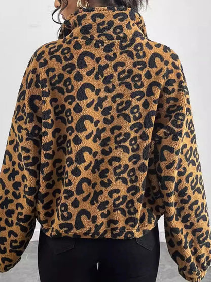 Reißverschlussmantel Mit Leopardenmuster Für Damen