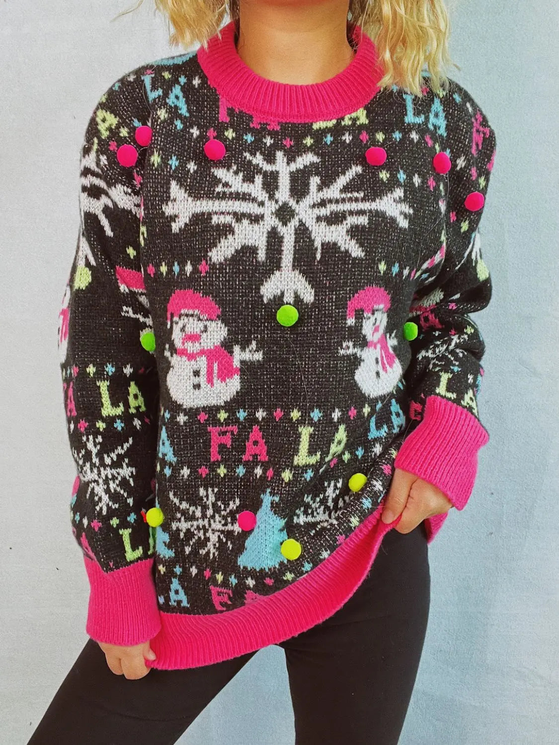 Lustiger Schneemann Ugly Christmas Pullover für Winter Damen