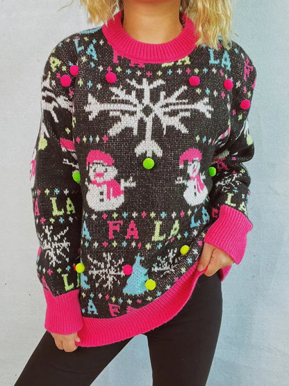 Lustiger Schneemann Ugly Christmas Pullover für Winter Damen