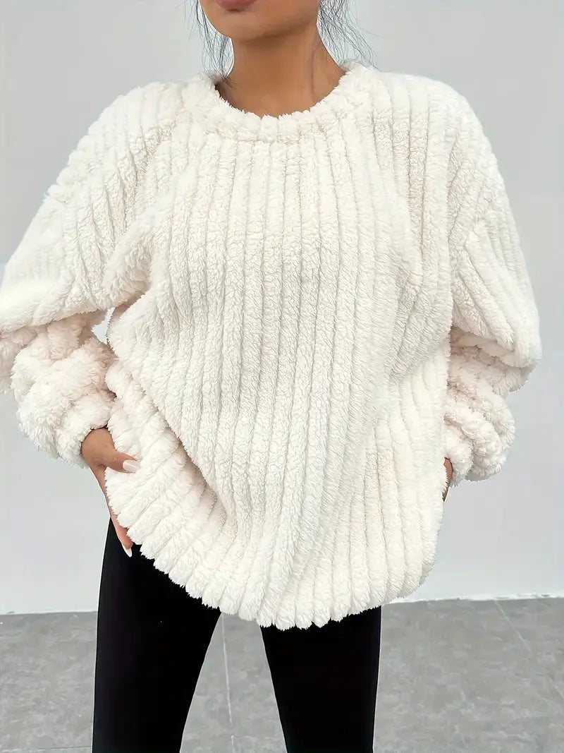 Damen Flauschiger Übergroßer Pullover für Gemütliche Wintertage