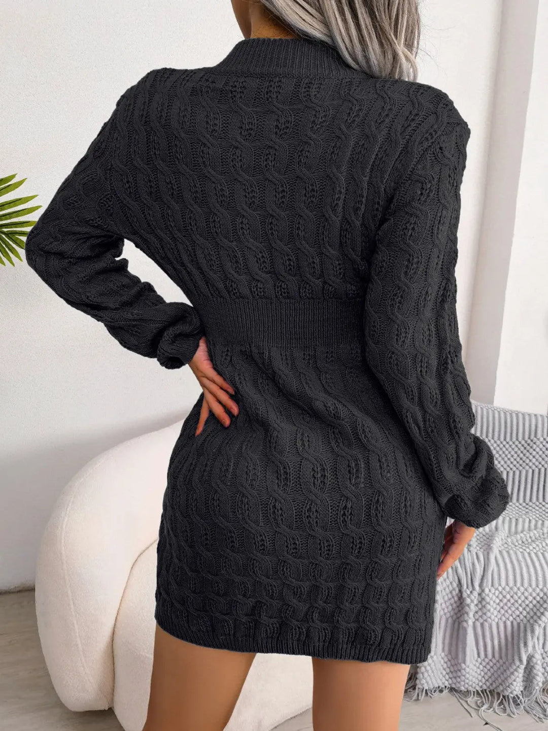 Minikleid mit Langen Ärmeln und Figurbetonter Taille Für Damen