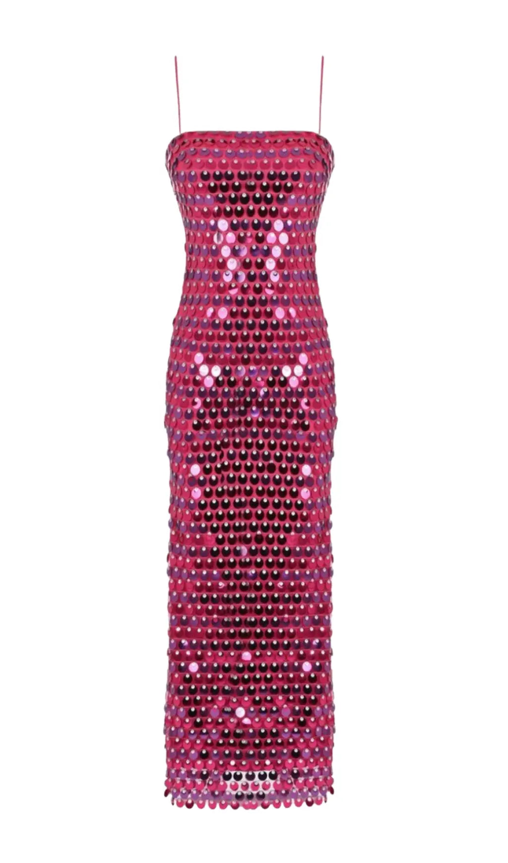 Midikleid mit Spaghettiträgern und Vollständiger Paillettenverzierung Für Damen