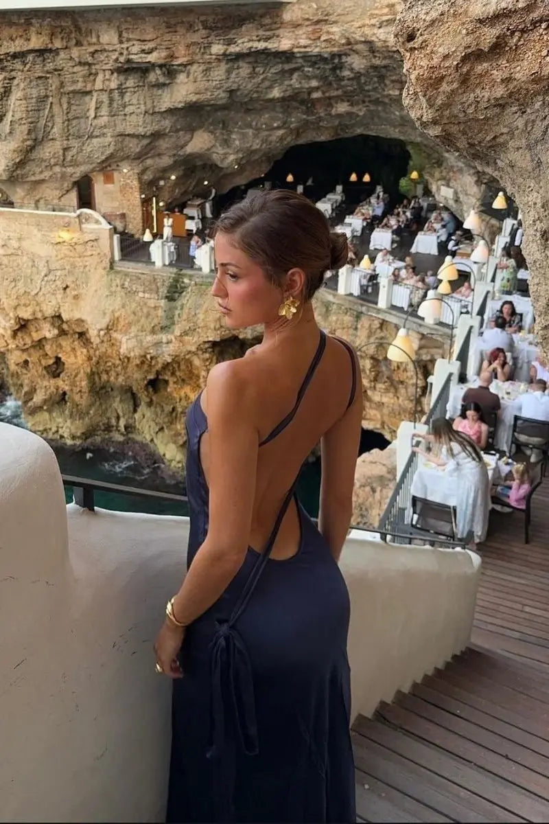 Elegantes One Shoulder Satinkleid für Frauen