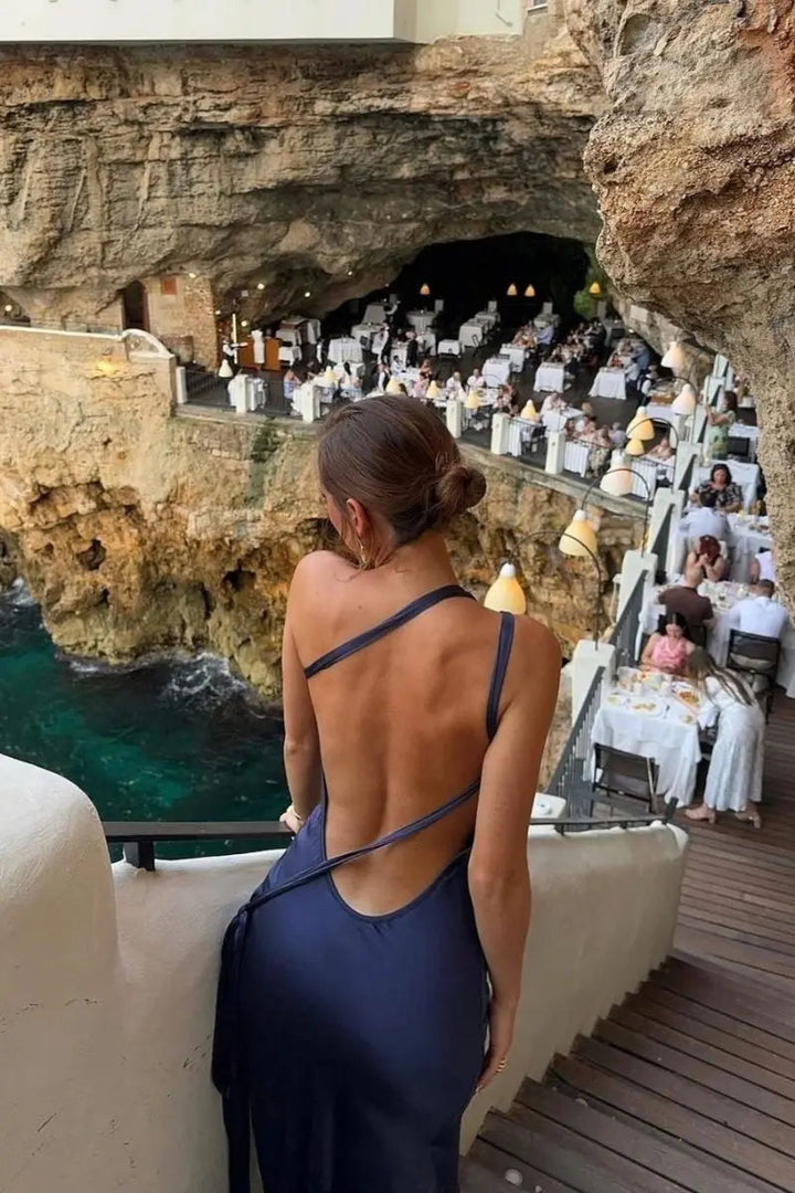 Elegantes One Shoulder Satinkleid für Frauen