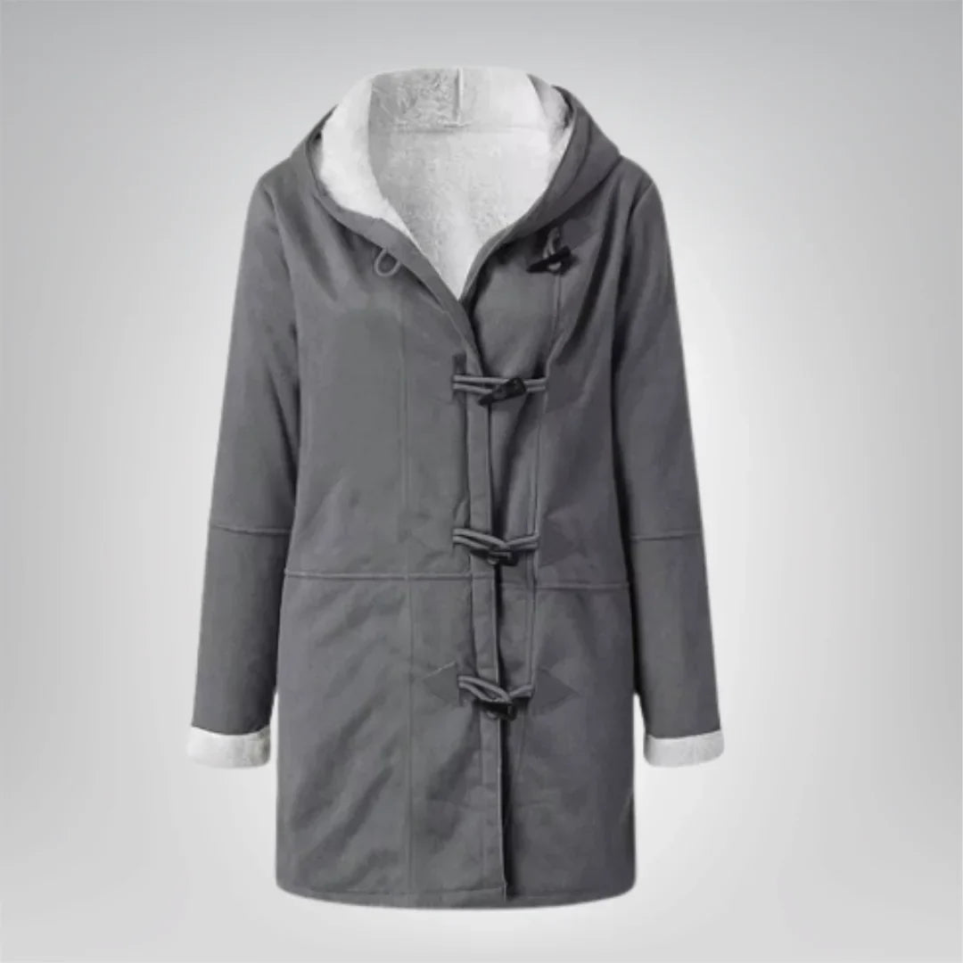 Langer Mantel mit Fleecefutter und Knebelverschluss für Winter Damen