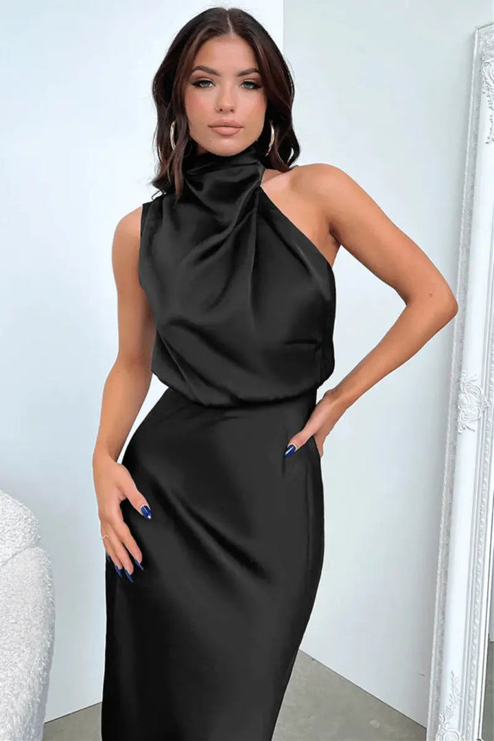 Neckholder Maxikleid mit Drapiertem Oberteil für Damen