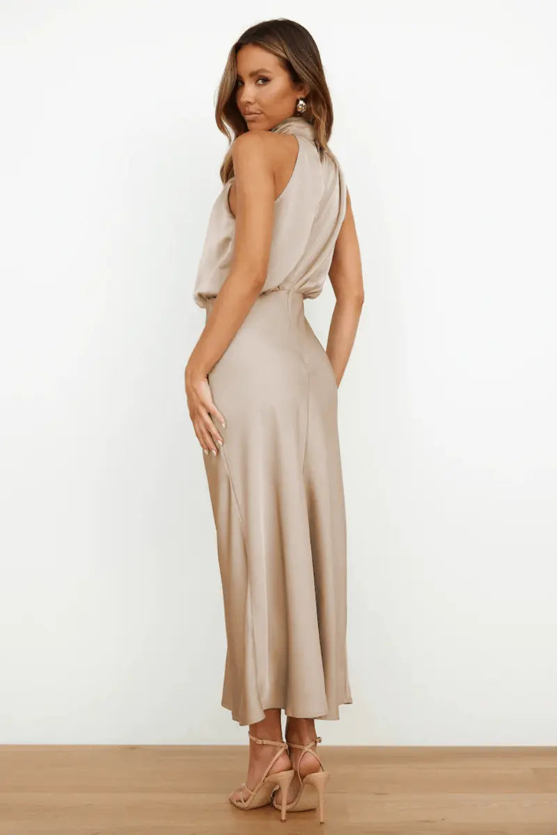 Neckholder Maxikleid mit Drapiertem Oberteil für Damen