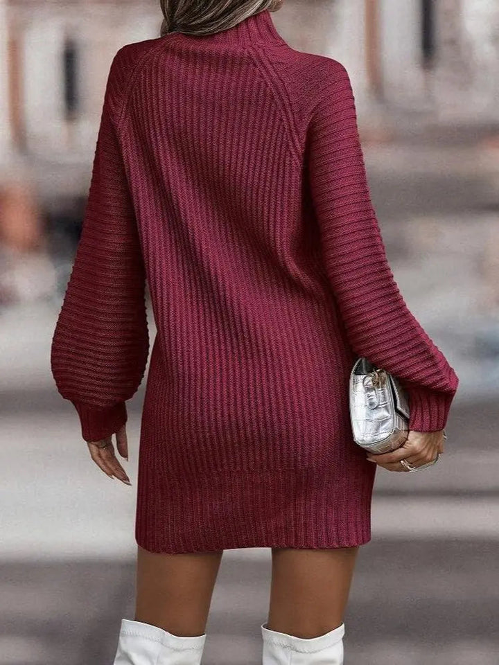 Geripptes Strick Minikleid mit Langen Ärmeln für Damen