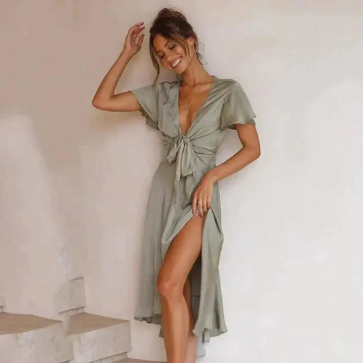 Damen Midikleid mit Taillendetail und Rüschen
