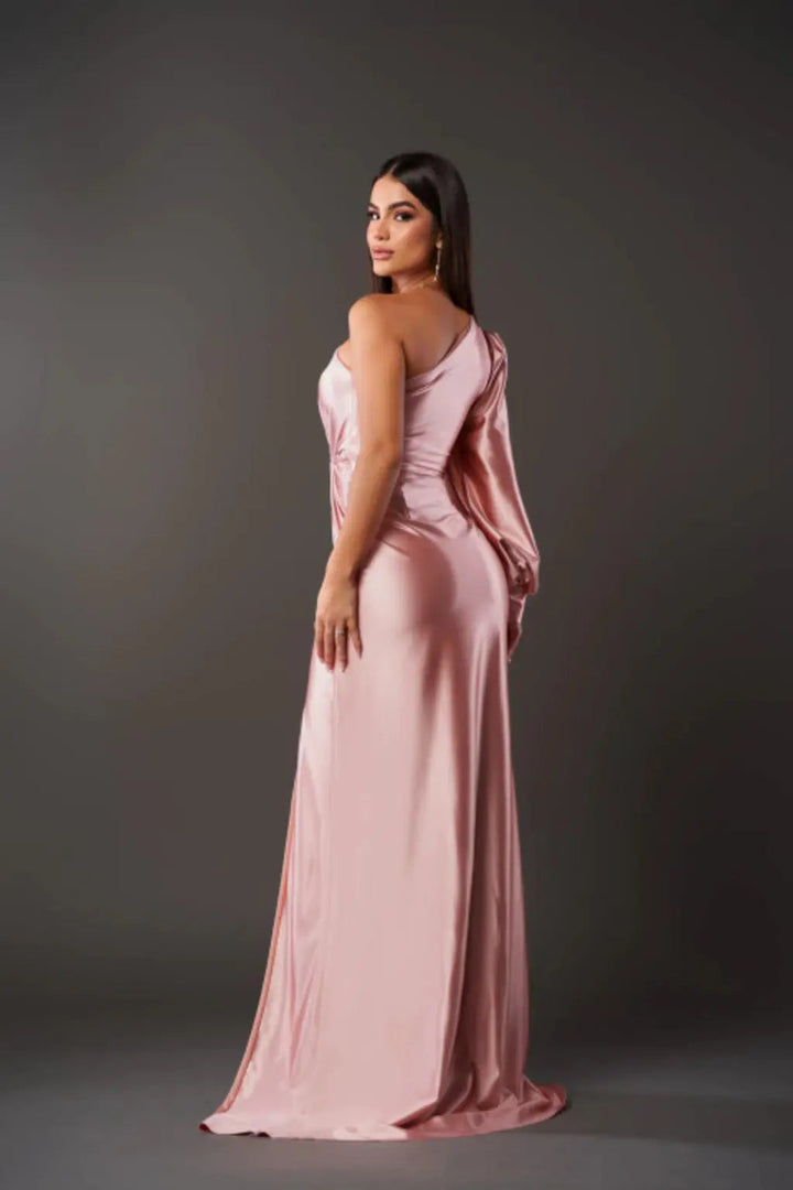 Ein Schulter Langarm Schmal Geschnittenes Maxikleid Für Damen