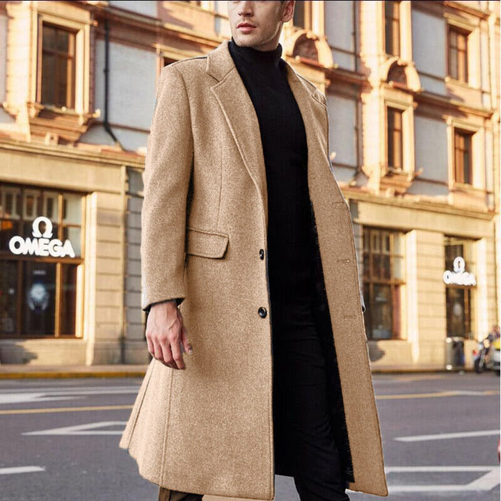 Herren Winter Taillierter Langer Mantel