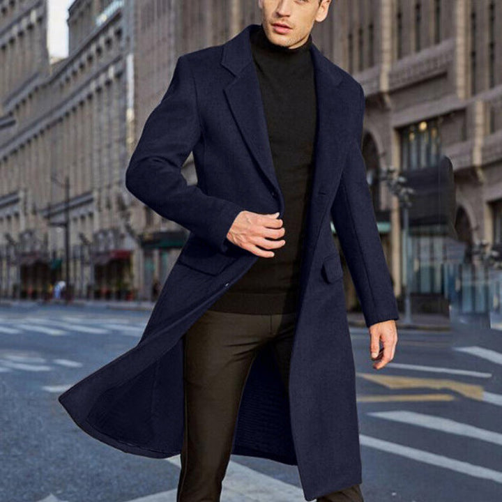 Herren Winter Taillierter Langer Mantel