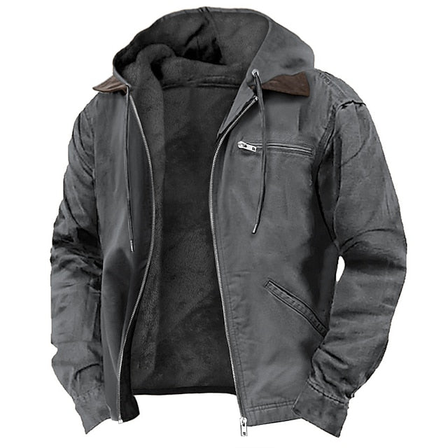 Herren Winterjacke Mit Dickem Stoff Und Kapuzenfront Design