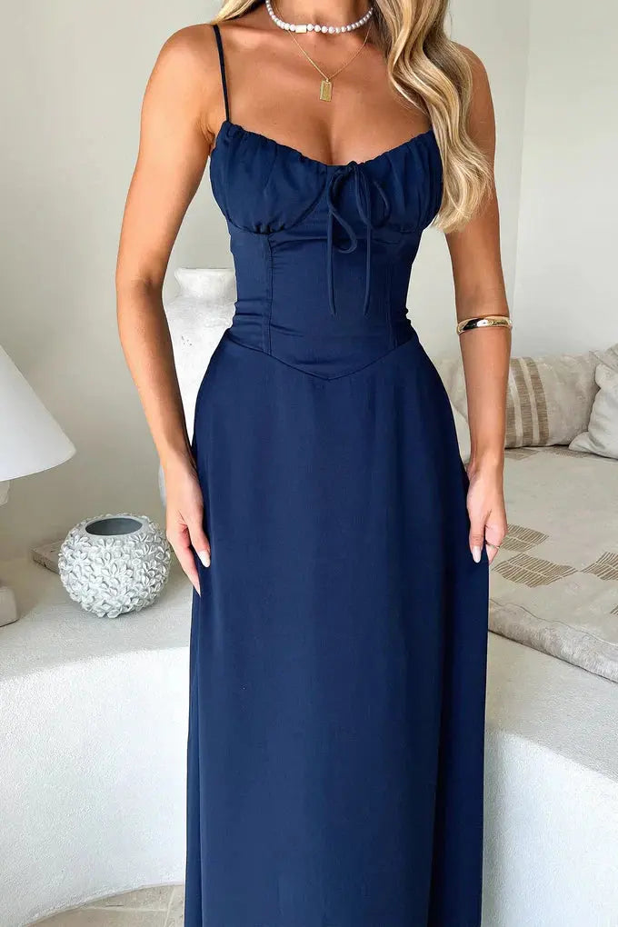 Korsett Oberteil Ärmelloses Langes Fließendes Kleid für Damen
