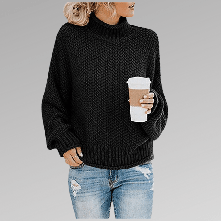 Grobstrick Pullover Mit Hohem Kragen Winter Damen